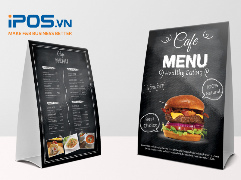 Menu thu gọn đặt trên bàn thực khách cũng là một cách Cross-selling hiệu quả