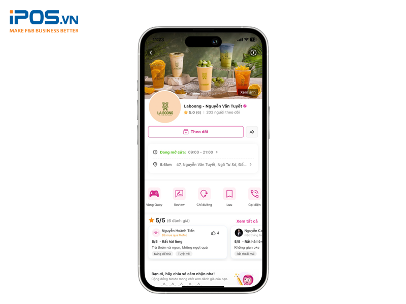 Cửa hàng online của thương hiệu trên ví MoMo