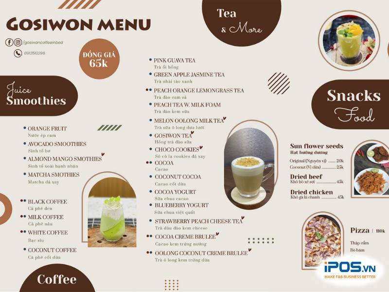 Menu đồ uống của Gosiwon khá đa dạng, không những ngon mà còn rất đẹp mắt