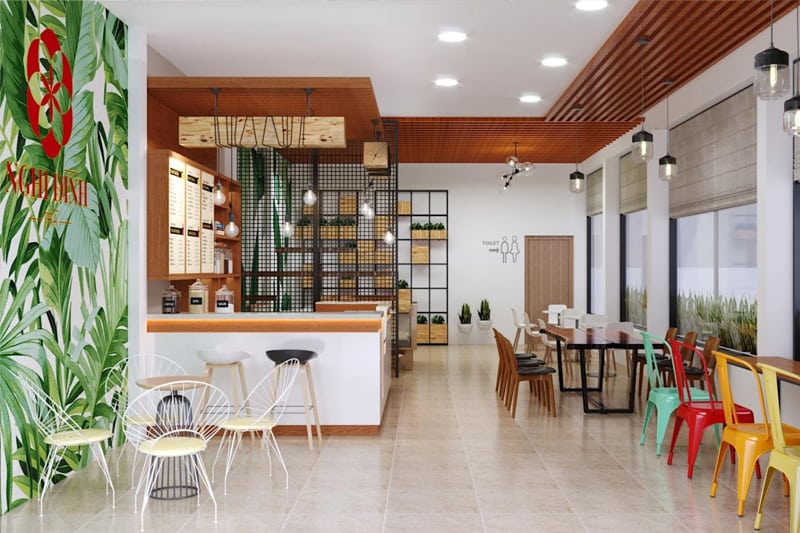 Thiết kế quán trà sữa theo phong cách hiện đại