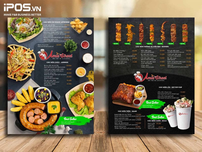 Ví dụ về một thực đơn bắt mắt, hấp dẫn của nhà hàng