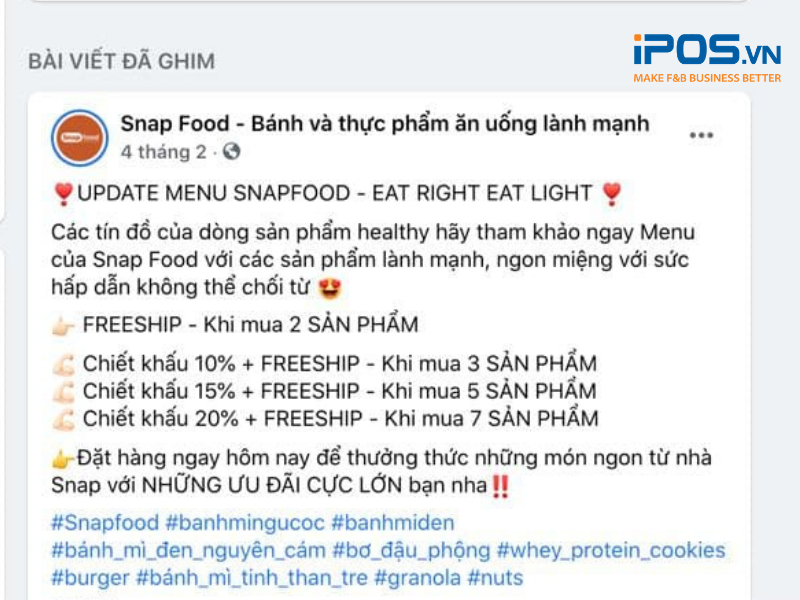 Hãy cập nhật menu liên tục và ghim lên trên đầu fanpage để khách hàng tiện theo dõi