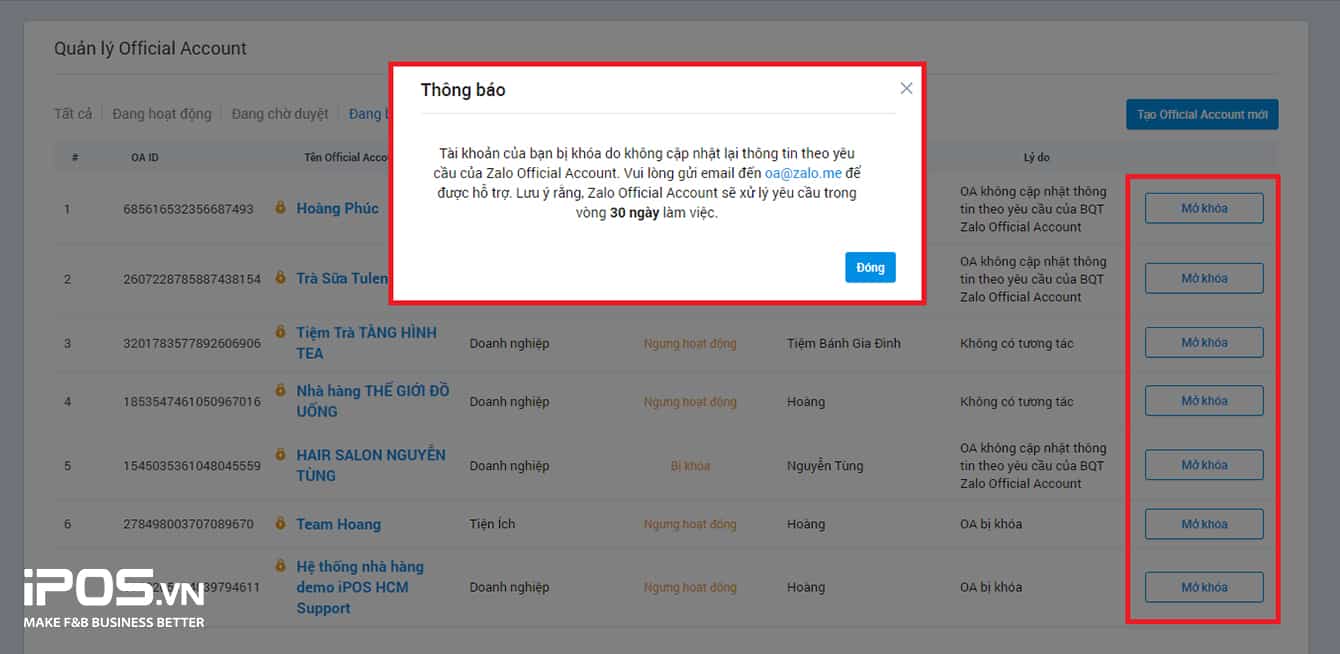 xác minh tài khoản Zalo Offical Account