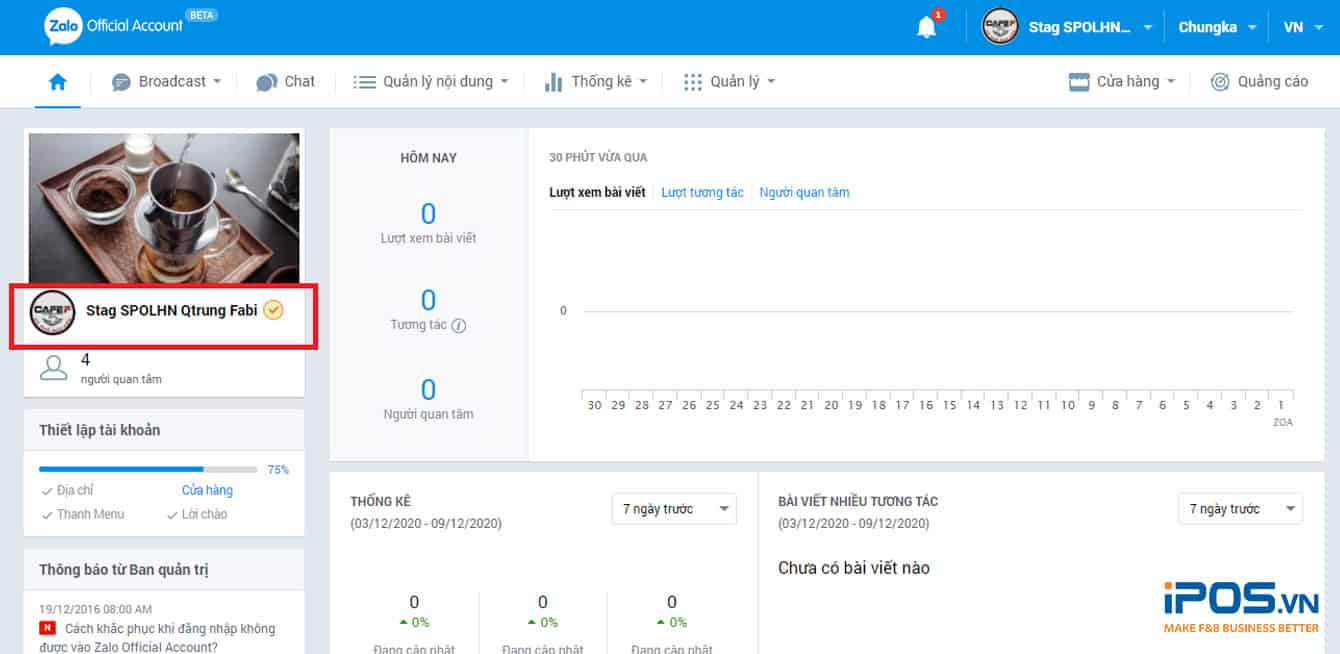 xác minh tài khoản Zalo Offical Account
